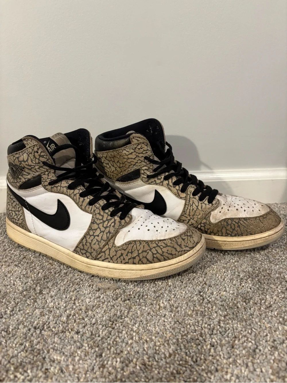 Nike Air Jordan 1 Retro OG High White Cement Men’s Sz 10 Used Black White Gray